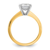 14k Two-tone 2 1/2 carat Lab Grown Diamond VS/SI+ G+ Emerald Solitare Complete Engagement Ring