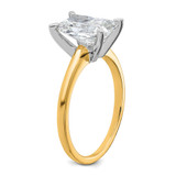 14k Two-tone 2 1/4 carat Lab Grown Diamond VS/SI+ G+ Radiant Solitare Complete Engagement Ring