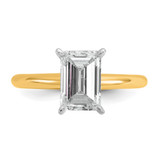 14k Two-tone 2 carat Lab Grown Diamond VS+ F+ Emerald Solitare Complete Engagement Ring