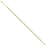 14K Two-tone 2-Strand Spiga Chain with Mirror Beads 9 inch Anklet Plus 1 inch Heart Dangle Extender