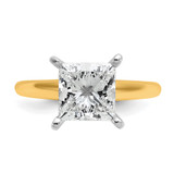 14k Two-tone 3 carat Certified Lab Grown Diamond VS/SI+ G+ Princess Complete Solitare Engagement Ring
