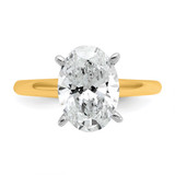 14k Two-Tone 3 carat Certified Lab Grown Diamond VS+ F+ Oval Complete Solitaire Engagement Ring