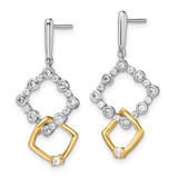 14k Two-tone 3/8 carat Lab Grown Diamond VS/SI+ G+ Fancy Square Drop Post Dangle Earrings