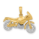 14k Two-tone 3-D Moveable Motorcycle Charm - K9-BC35713C-2656
