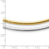 14k Two-tone 3mm Lightweight Reversible 18 inch Omega Necklace Plus 2 inch Heart Chain Extender