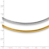 14k Two-tone 3mm Reversible White and Yellow 16 inch Domed Omega Necklace