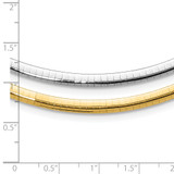 14k Two-tone 4mm Lightweight Reversible 16 inch Omega Necklace Plus 2 inch Heart Chain Extender