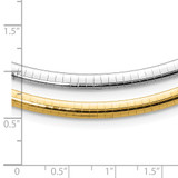 14k Two-tone 4mm Reversible White and Yellow 16 inch Domed Omega Necklace