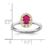 14k Two-Tone 5/8 carat Lab Grown Diamond VS/SI+ G+ and Oval Lab Created Ruby Halo Fashion Ring