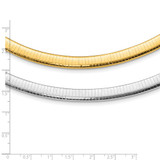 14k Two-tone 8mm Lightweight Reversible 18 inch Omega Necklace Plus 2 inch Heart Chain Extender