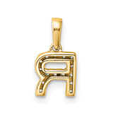 14K  Diamond Letter R Initial with Bail Pendant
