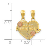 14k Two-tone BEST FRIENDS Break Apart Heart Pendant