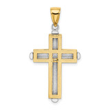 14K Two-tone Beveled Cross Charm