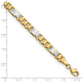 14k Two-tone Brushed and Polished 8.5mm Fancy Link 8 inch Bracelet