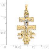 14k Two-tone Cara Vaca Crucifix Pendant - XR-29F4E0E0-7290