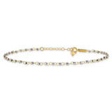 14K Two-tone Circle Chain with Mirror Beads 9 inch Anklet Plus 1 inch Heart Dangle Extender