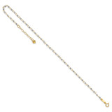 14K Two-tone Circle Chain with Mirror Beads 9 inch Anklet Plus 1 inch Heart Dangle Extender