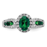 10k White Gold 1/3 carat Lab Grown Diamond VS/SI+ G+ and Oval Lab Created Emerald Ring