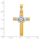 14k Two-tone Claddagh Cross Pendant - D3-4B374A00-8498