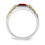14k Two-tone Created Ruby and Diamond Mens Ring - RM-EF749210-1507