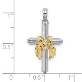 14K Two-Tone Cross w/ Drape Charm - K9-7E9A8D5E-8478