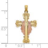 14k Two-Tone Cross w/ Drape Charm - K9-D2CA7707-5362