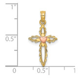 14k Two-Tone Cross w/ Heart Charm - K9-B5CCF01A-9158