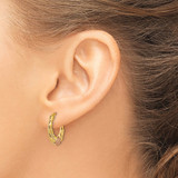 14K Two-Tone D/C Flowers Hoop Earrings