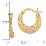 14K Two-Tone D/C Flowers Hoop Earrings