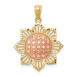 14K Two-Tone D/C Sunflower Pendant