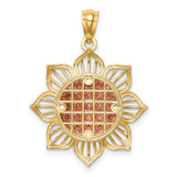14K Two-Tone D/C Sunflower Pendant