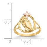 14K Two-tone Diamond Cut Praying Hands Cross Ring