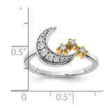 14k Two-tone Diamond Moon w/3-Stars Ring