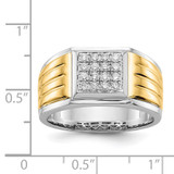 14k Two-tone Diamond Square Mens Ring
