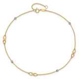 14K Two-Tone Diamond-cut Beads and Infinity 10 inch Anklet Plus 1 inch Extender