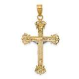 14K Two-tone Diamond-cut Crucifix Pendant - D3-0B868CE8-3116