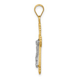 14K Two-tone Diamond-cut Crucifix Pendant - D3-E2732F03-3988