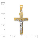 14K Two-tone Diamond-cut Lattice Cross w/Crucifix Pendant - C4-8609C965-1878