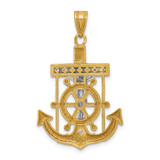 14k Two-tone Diamond-cut Mariner's Cross Pendant - C3-B52F261B-1636