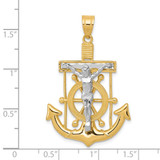 14k Two-tone Diamond-cut Mariner's Cross Pendant - C3-C1BA1434-3510