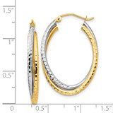 14k Two-tone Diamond-cut Polished Oval Hoop Earring - TF-E82BADD3-6522