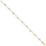 14k Two-tone Diamond-cut Puffed Stars and Oval Link 7.25 inch Bracelet