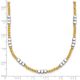 14K Two-tone Diamond-cut Round and Square Beaded 18 inch Necklace