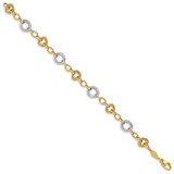 14K Two-tone Fancy Circles Cable Link 7.5 inch Bracelet