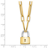 14K Two-tone Fancy Link with Lock Dangle 18.25 inch Necklace