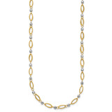 14K Two-Tone Fancy Oval Link and Mirror Bead 18 inch Necklace