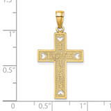 14K  I LOVE JESUS  Cross w/ Hearts Charm