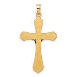 14k Two-Tone Grooved Hollow INRI Crucifix Pendent
