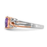 14k Two-tone Heart Amethyst and Diamond Ring