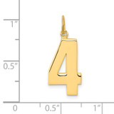 14k  Large Polished Number 4 Charm